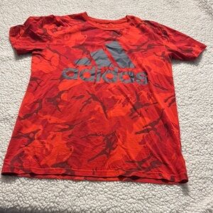 Adidas Red and Gray Short Sleeve Tee with Graphic Design